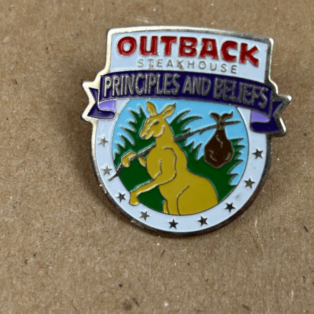 Vintage Outback Steakhouse Principles and Beliefs Kangaroo Enamel Pin Badge